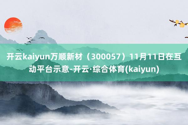 开云kaiyun万顺新材（300057）11月11日在互动平台示意-开云·综合体育(kaiyun)